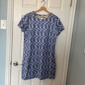 LOFT - blue and white shift dress - size 14